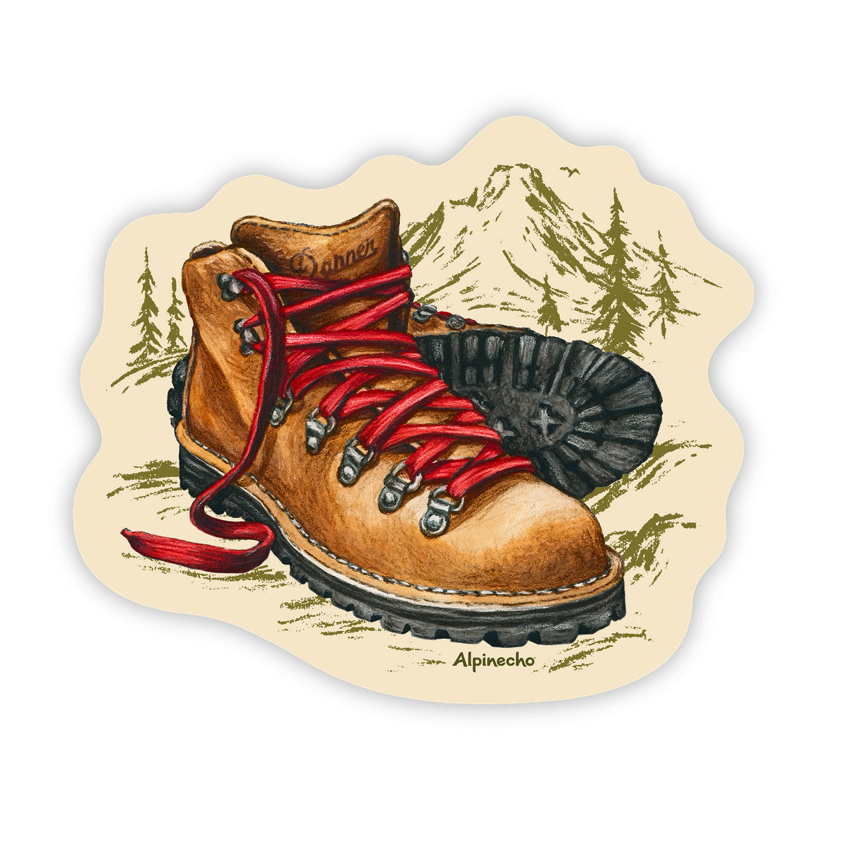 Alpinecho x Danner Sticker 2.7" x 3" Mountain Light
