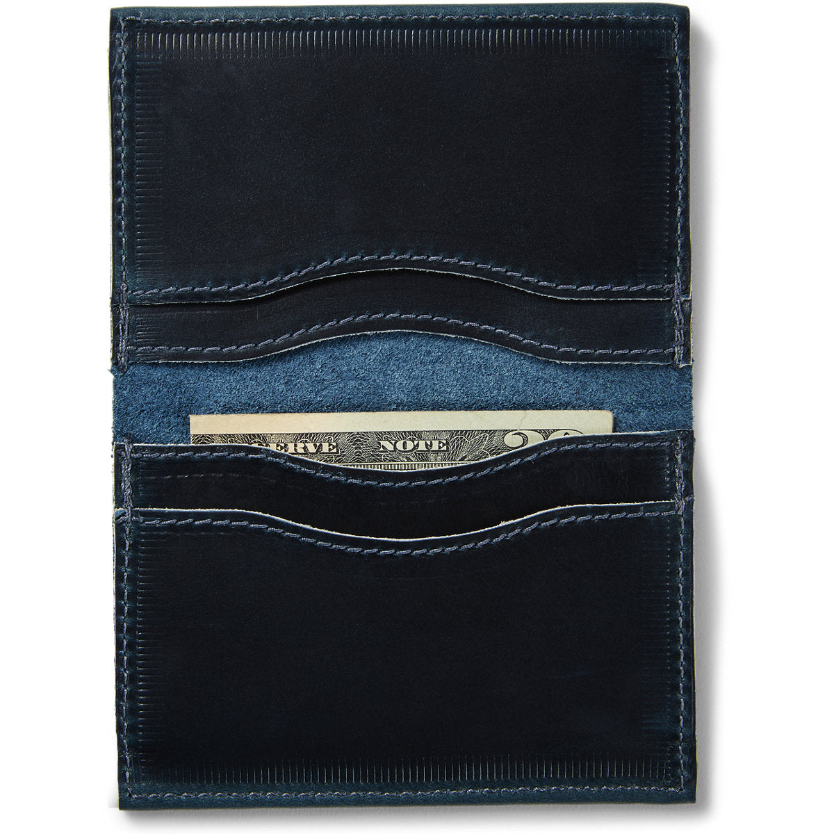 Leather Wallet 4.5" x 3.5" Navy