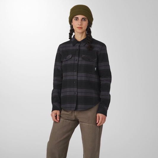 Sauvie Cotton Flannel Shirt  Black Plaid