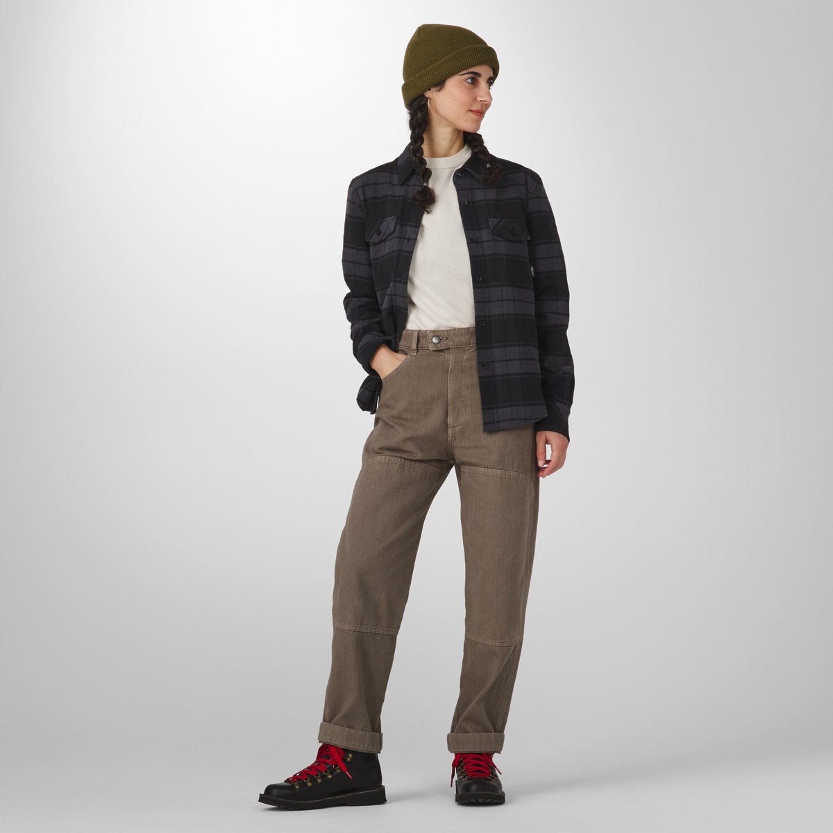 Sauvie Cotton Flannel Shirt  Black Plaid
