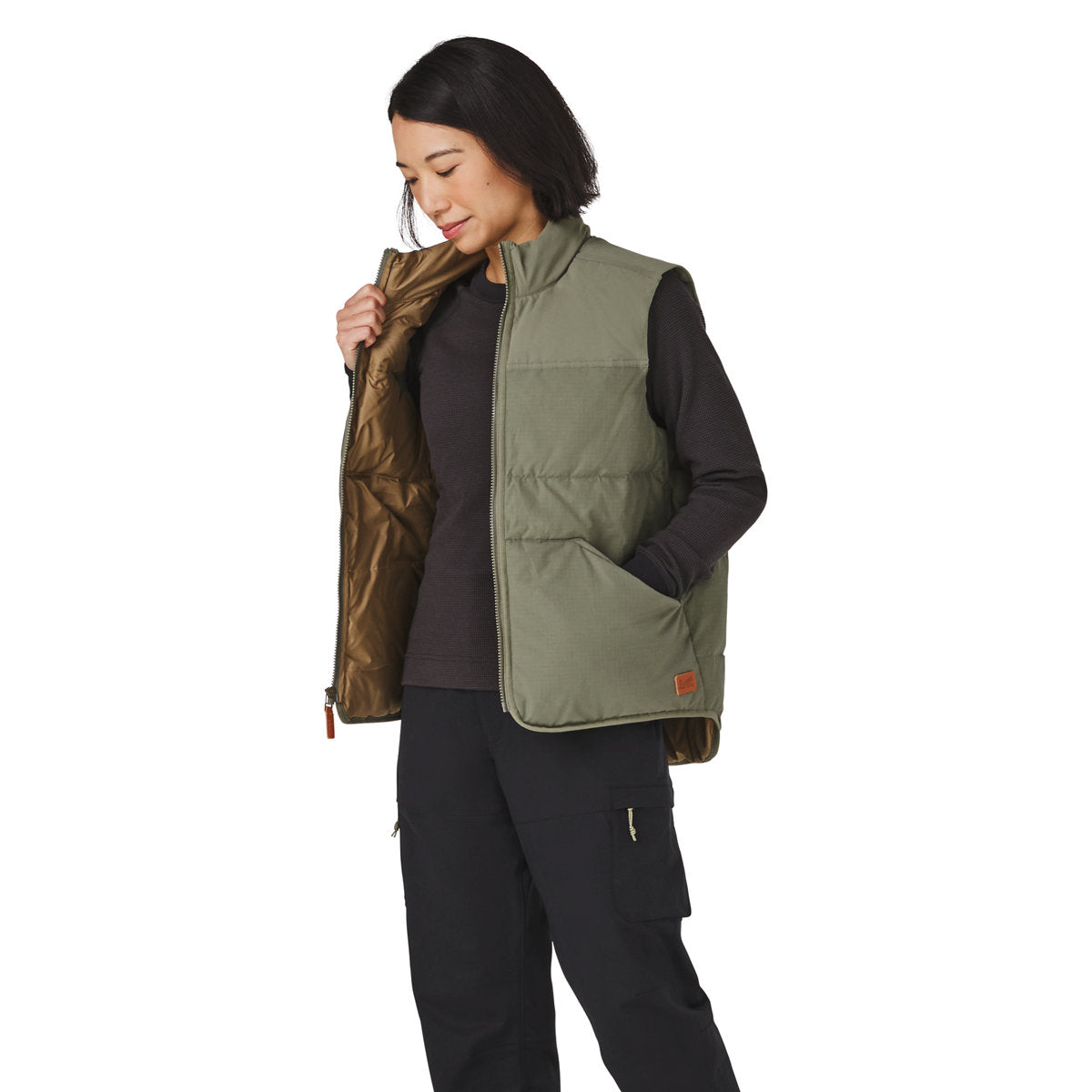 Zigzag Down Vest Dusty Olive