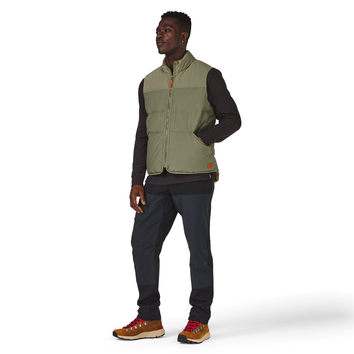 Zigzag Down Vest Dusty Olive