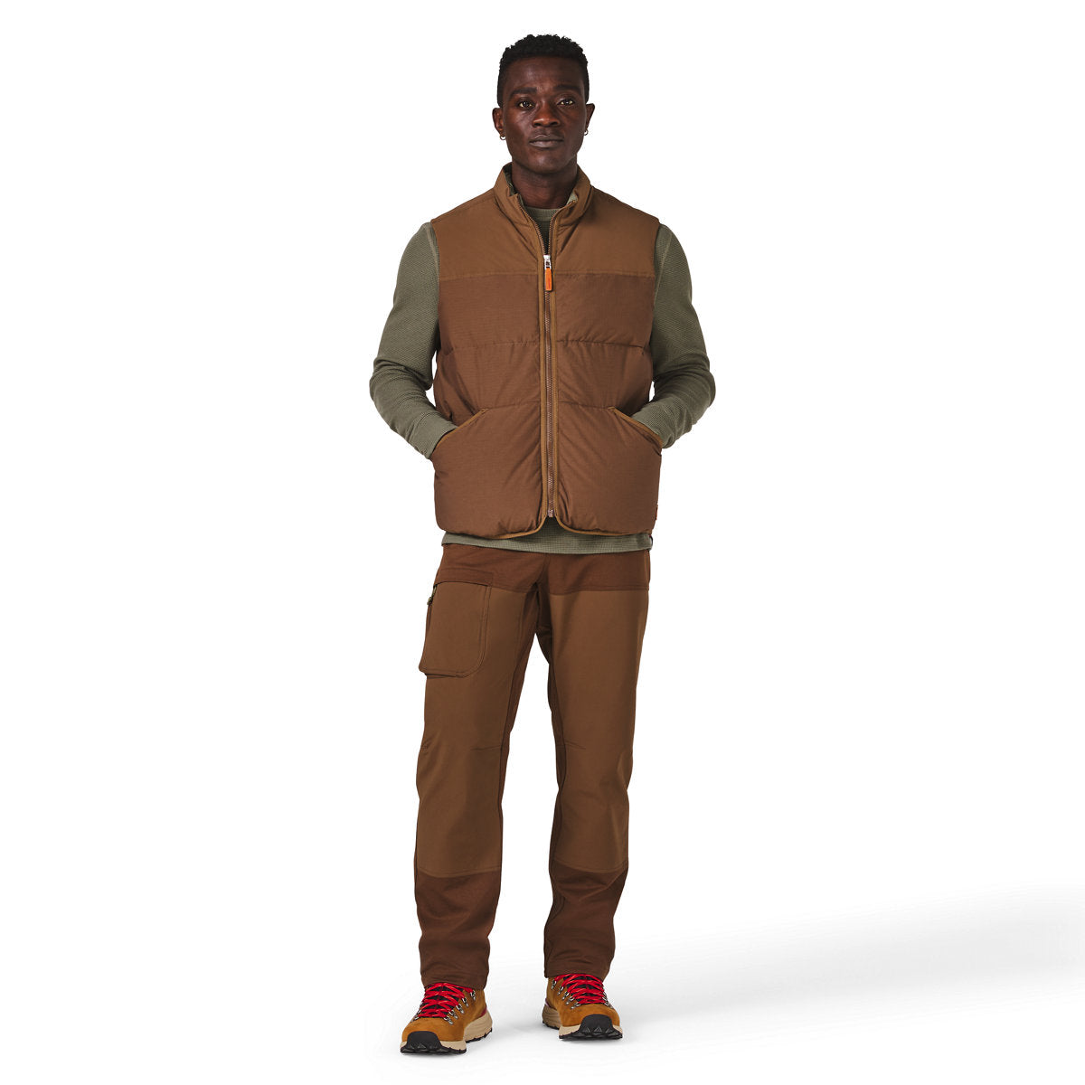 Zigzag Down Vest Dark Earth